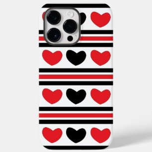 Coque Case-Mate iPhone Red Black Hearts Stripes Motif Valentines Day