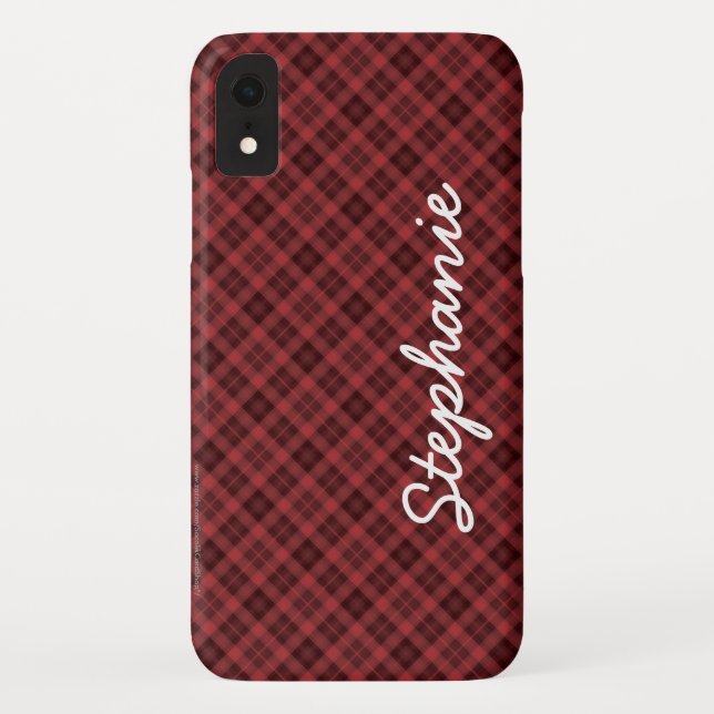 Coques Case-Mate iPhone Red Black Tartan Plaid (Dos)