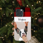 Case-Mate iPhone Case Red Buffalo Plaid & Joyeux Woofmas Avec Photo Chie<br><div class="desc">Red Buffalo Plaid & Joyeux Woofmas Avec Photo Chien</div>