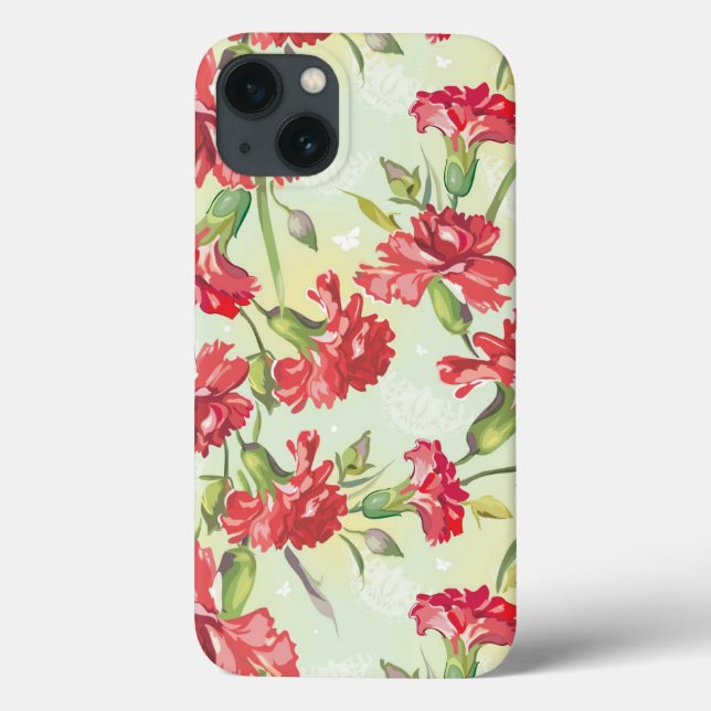 Coques Case-Mate iPhone Red Carnations on green with butterflies (Verso)