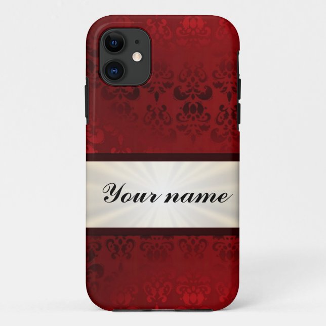 Coques Case-Mate iPhone Red damask and ribbon (Dos)