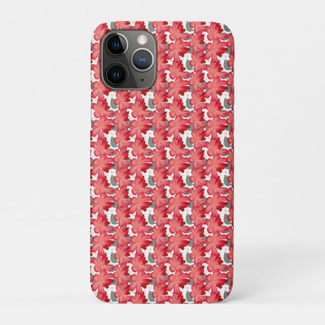 Coques Case-Mate iPhone Red Floral Seamless Pattern, Elegant Flower Repeat (Dos)