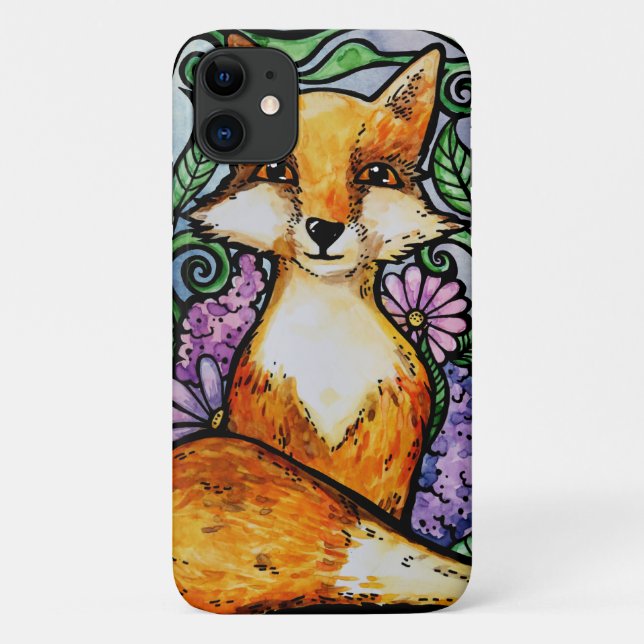 Coques Case-Mate iPhone Red Fox Floral Nature Art (Dos)
