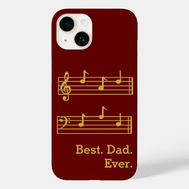 COQUES Case-Mate iPhone RED GOLD MUSIC NOTES MEILLEUR PAPA JAMAIS TREBLE B (Verso)