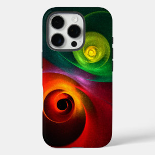 Coque iPhone 16 Pro Red Green Yin Yang Moderne Motif d'art Abstrait #2