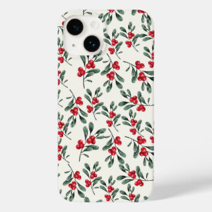 Coque Case-Mate iPhone Red Holly Berries feuilles de la feuille verte