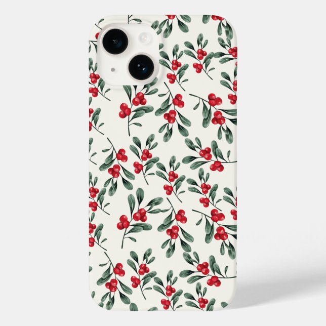 Coques Case-Mate iPhone Red Holly Berries feuilles de la feuille verte (Verso)