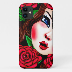 Case-Mate iPhone Case Red Lips et Red Roses Motif