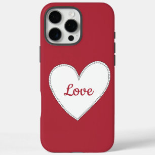 Coque iPhone 16 Pro Max Red Love White Heart