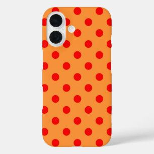 Coque Pour iPhone 16 Red On Orange Pois Motif Design