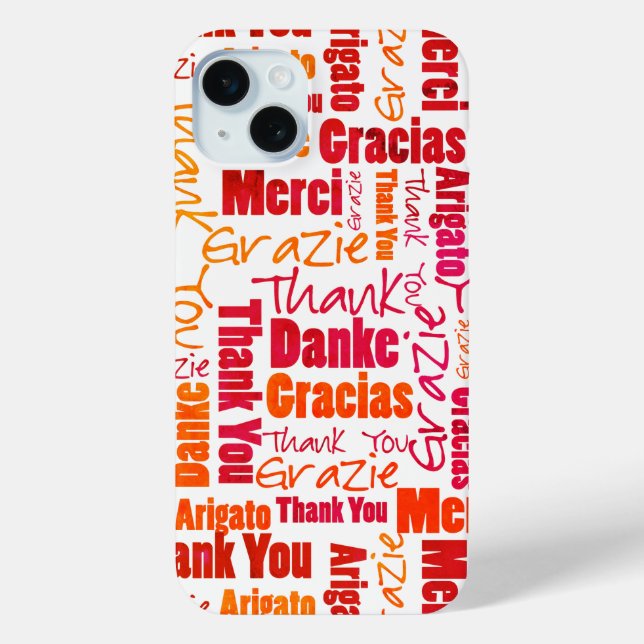 Coques Case-Mate iPhone Red Orange Merci Mot Typographie Collage (Verso)