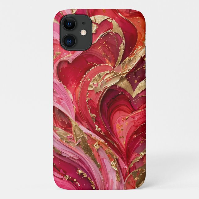 Coques Case-Mate iPhone Red & Pink Marble Gold iPhone 11 Case (Dos)