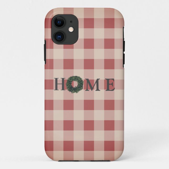 Coques Case-Mate iPhone Red Plaid Typographie HOME Pays Motif (Dos)