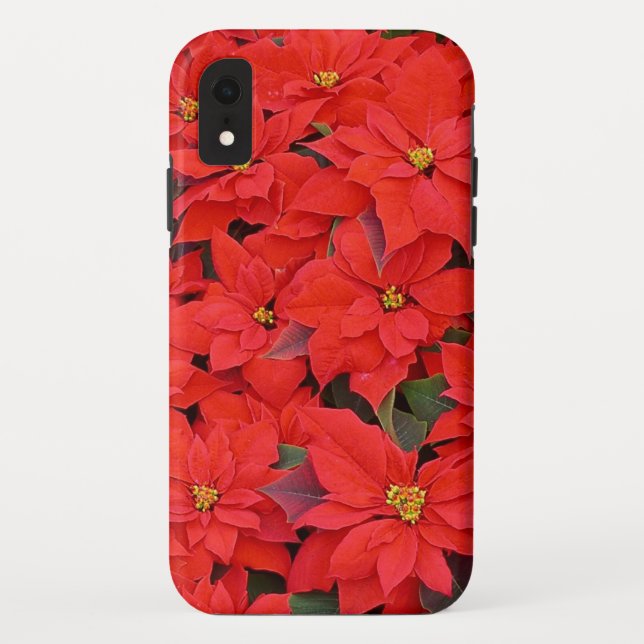 Coques Case-Mate iPhone Red Poinsettias I Christmas Holiday Floral Photo (Dos)