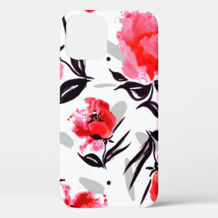 Case-Mate iPhone Case Red Poppy sur un arrière - plan blanc à rayures gr