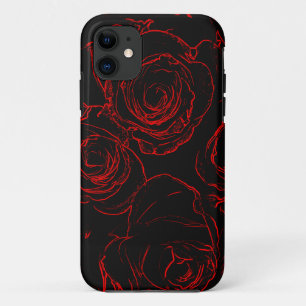 Coques Pour iPhone Red Roses Arrière - plan noir