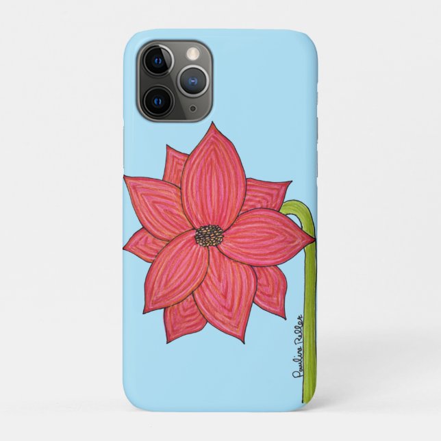 Coques Case-Mate iPhone Red Star Flower with Blue background (Dos)