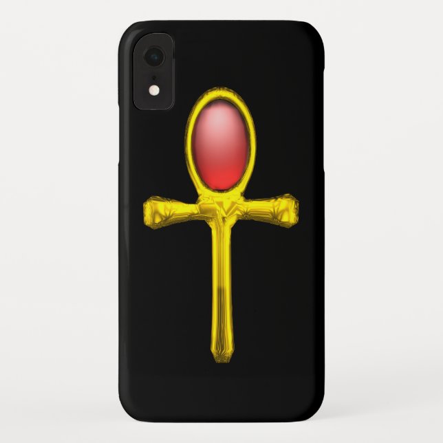 COQUES Case-Mate iPhone RED TALISMAN /GOLD EGYPTIAN ANKH (Dos)