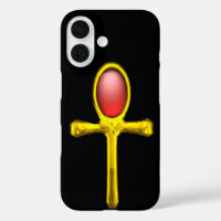 RED TALISMAN /GOLD EGYPTIAN ANKH Black
