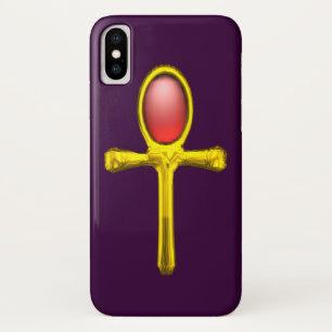 Coques Pour iPhone RED TALISMAN /GOLD EGYPTIAN ANKH Violet