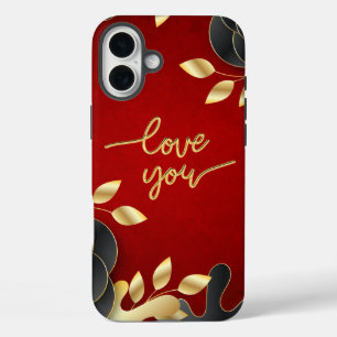 Coque Pour iPhone 16 Plus Red Valentine's Day Vous Aimez Avec Cadre Floral