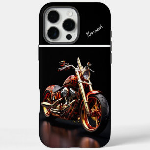 Coque iPhone 16 Pro Max Réflexion de moto d'or