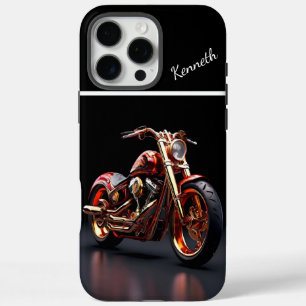 Coque iPhone 16 Pro Max Réflexion de moto d'or