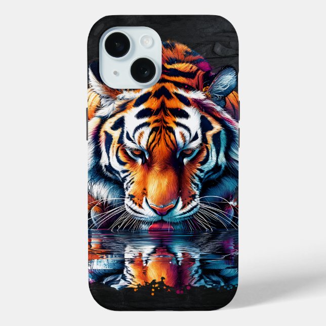 Coques Case-Mate iPhone Réflexion du tigre buvant de l'eau (Verso)