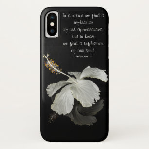 Coque iPhone X Réflexion Hibiscus Avec Citation Inspirationnelle