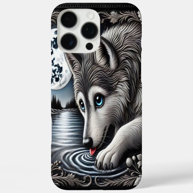 Coques Case-Mate iPhone Réflexion Tranquille du Loup Blanc (Verso)