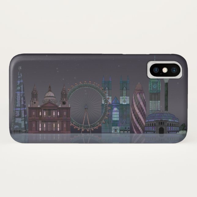Coques Case-Mate iPhone Réflexions de la nuit Londres Skyline (Dos (Horizontal))