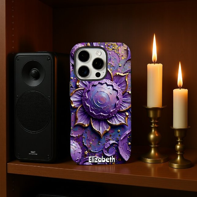 Coques Case-Mate iPhone Regal Violet Floral Art Abstrait (Créateur téléchargé)