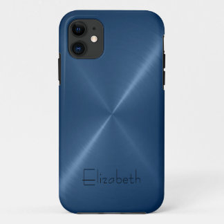 Coques Pour iPhone Regard bleu-foncé en métal d'acier inoxydable