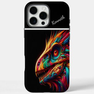 Coque iPhone 16 Pro Max Regard du dragon arc-en-ciel Raptor