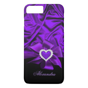 Coque Case-Mate Pour iPhone Regard élégant de soie violette Bijou à coeur noir