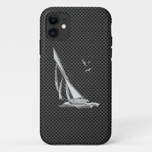 Coque Case-Mate iPhone Régate argentée de voilier sur la fibre de carbo