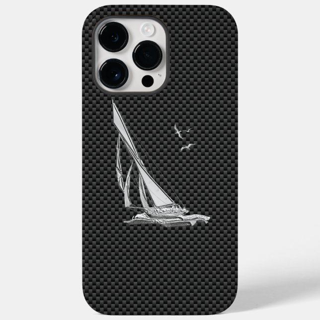 Coques Case-Mate iPhone Regatta Sailboat on Carbon Fiber Style (Verso)