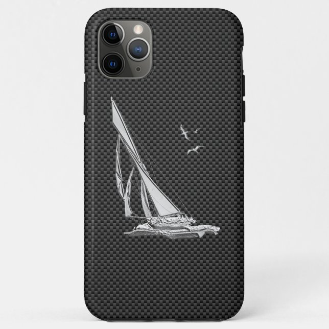 Coques Case-Mate iPhone Regatta Sailboat on Carbon Fiber Style (Dos)