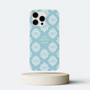 Coque iPhone 16 Pro Max Régence Damas Classique Pale Cerulean