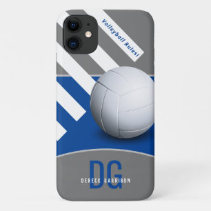 Case-Mate iPhone Case Règles de volley-ball   Initiales en bleu profond
