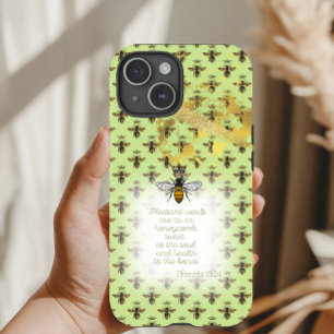 Coque Case-Mate iPhone Reine Abeille Grille Bible Lime Vert Doré Féminin