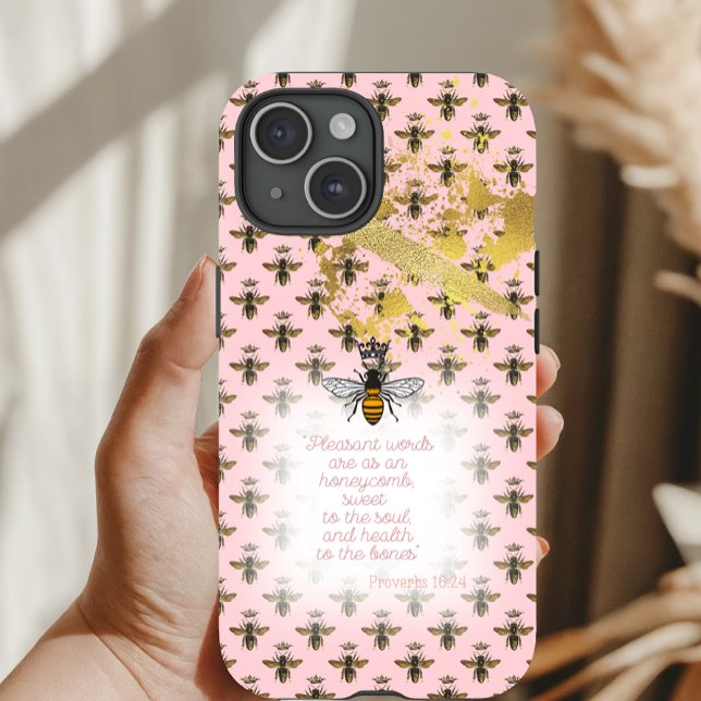 Coques Case-Mate iPhone Reine Abeille Grille Bible Rose Pastel Luxe (Créateur téléchargé)