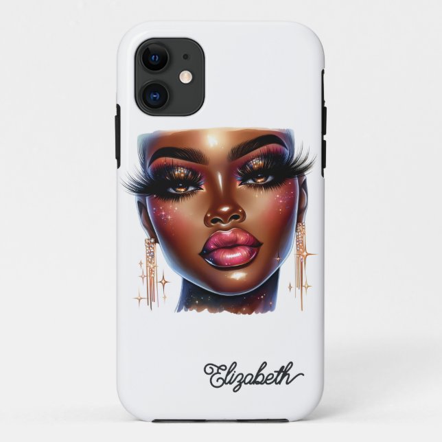 Coques Case-Mate iPhone Reine Afro Chic Mélanine Mode Art (Dos)