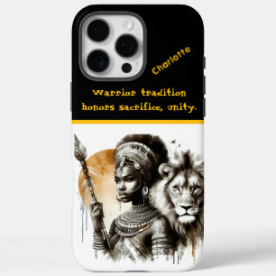 Coque iPhone 16 Pro Max Reine guerrière avec son compagnon de lion
