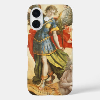 Coque Pour iPhone 16 Religieux vintage, Saint Michael Defeats Lucifer