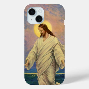 Coque Pour iPhone 15 Religion vintage, Jésus Christ marche sur l'eau