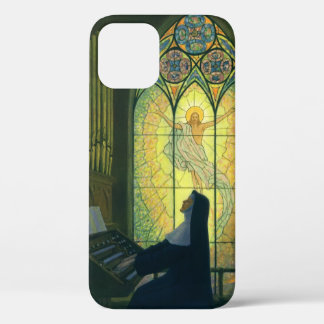 Coque iPhone 12 Religion vintage, religieuse jouant de l'orgue à l
