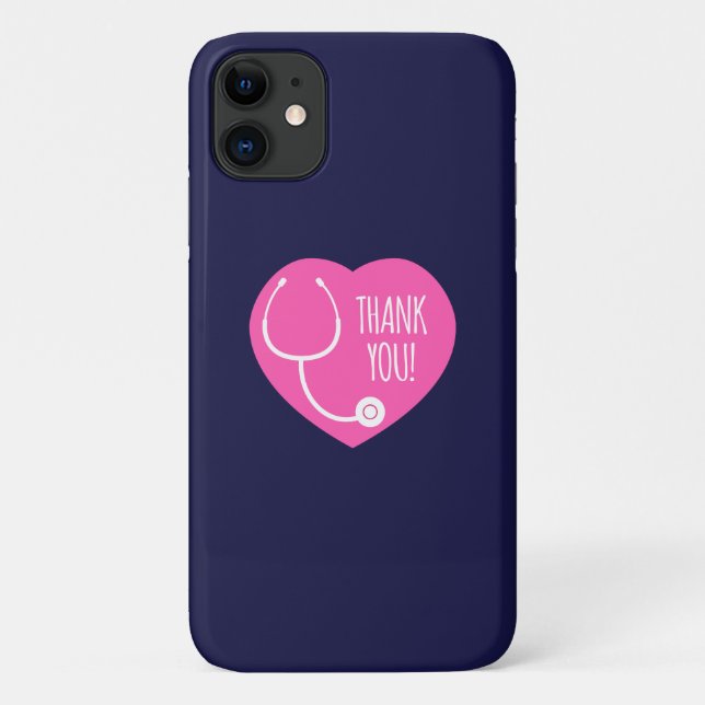 Coques Case-Mate iPhone Remerciements| Stéthoscope à coeur rose (Dos)
