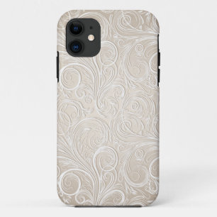 Coque Case-Mate Pour iPhone Remous floraux crème et d'or de Paisley