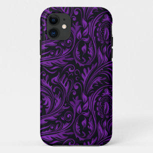 Etui iPhone Case-Mate Remous floraux pourpres et noirs de Paisley